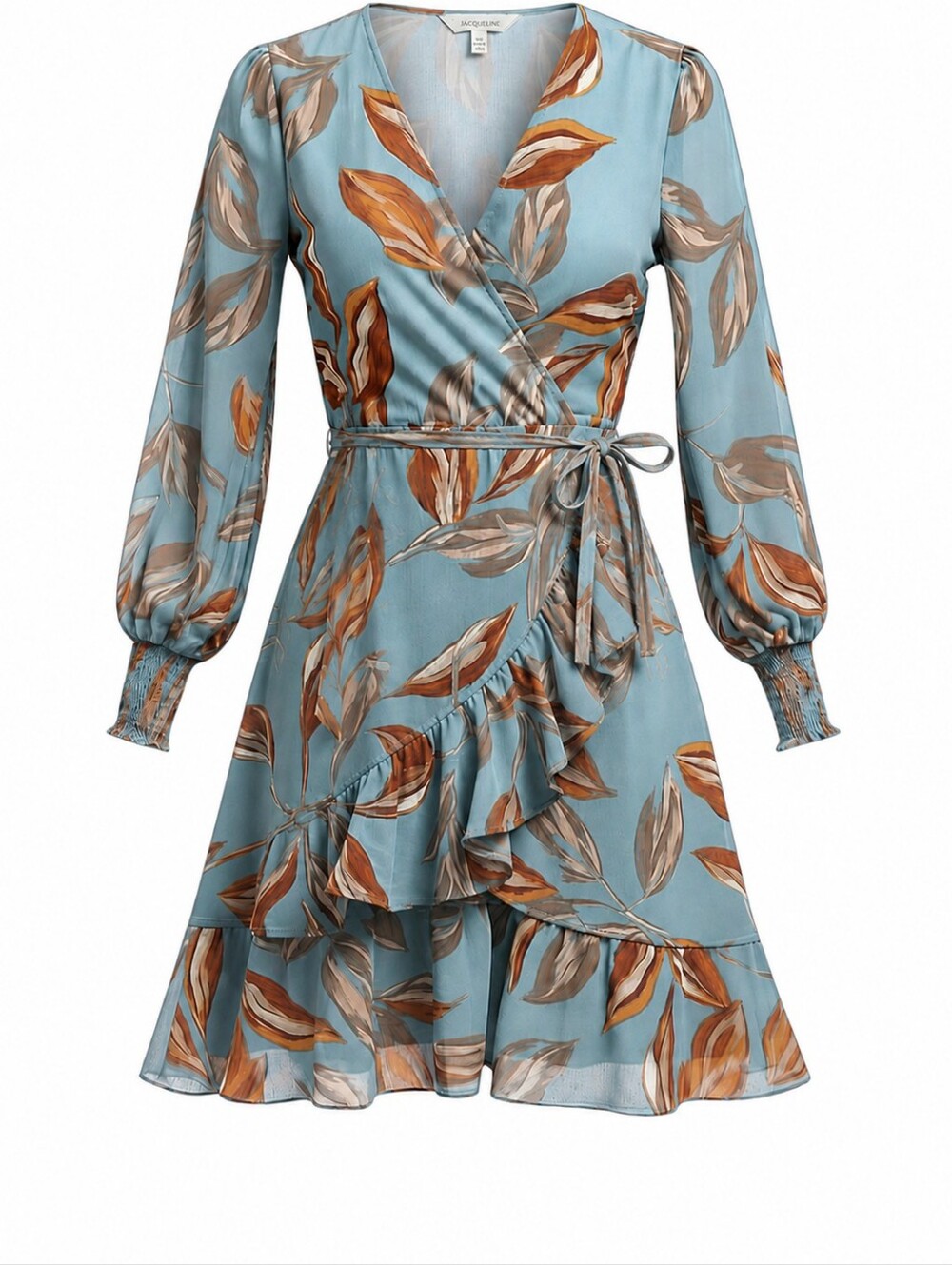 NEW Blue Chiffon Wrap Dress | Long Sleeve Ruffle Hem | Romantic Boho | Small